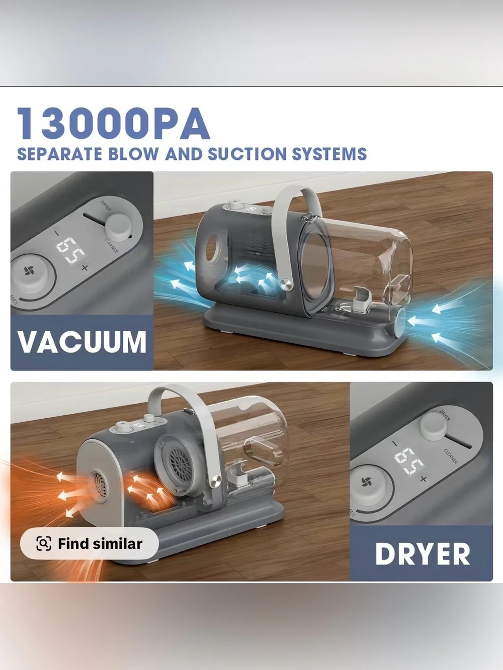 6-in-1 Geoorood Pet Grooming Vacuum Kit with Clippers & Nail Grinder
